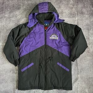 Men's Vintage 90's Fans Colorado Rockies Purple Black Starter Parka Jacket Sz L